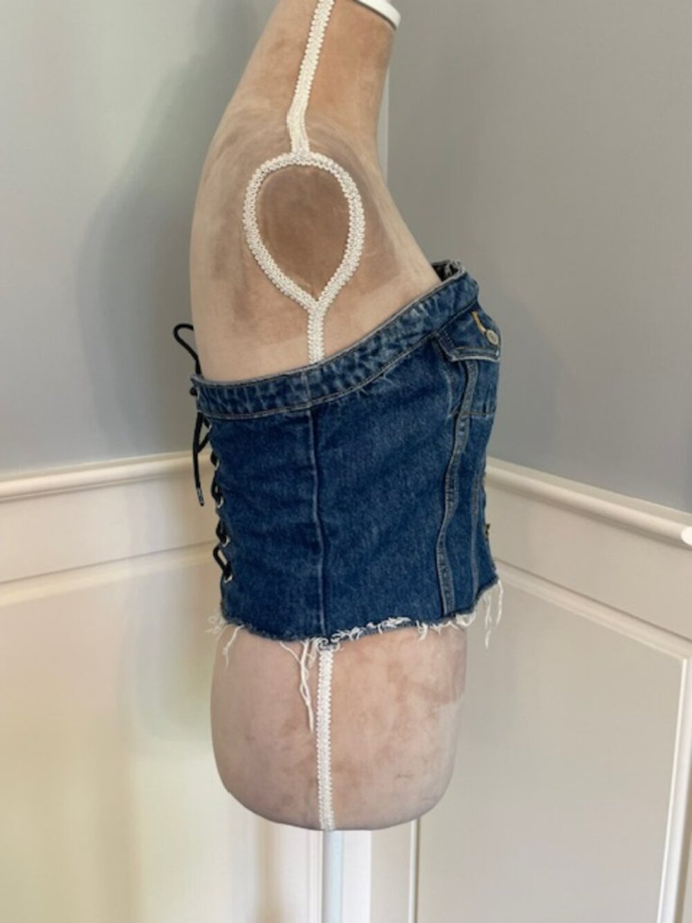 Levi's X Free People Denim Lace Up Corset Bustier Tank Top Small - Picture 5 of 10